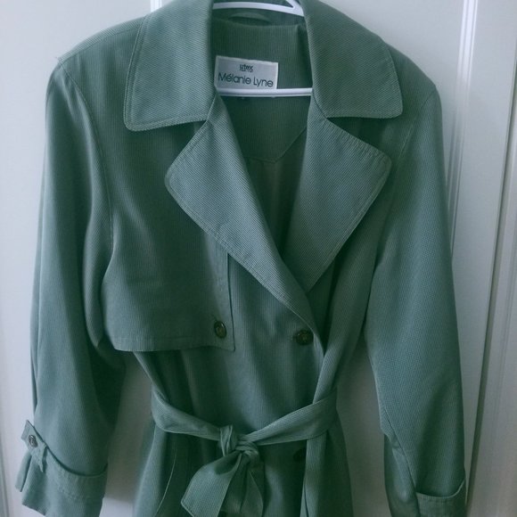Green Gingham Trench Coat - Picture 2 of 11